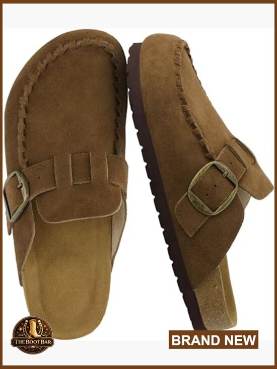 Shoes - Genuine Suede Clogs for Women Moc Toe Slip On Shoes